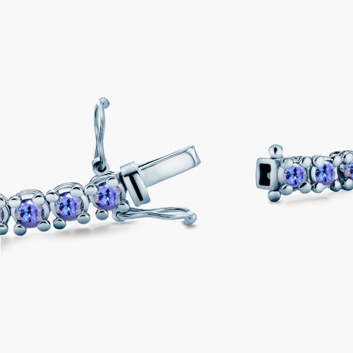 Bransoletka tenisowa Luminy 4,5mm: białe złoto, tanzanity
